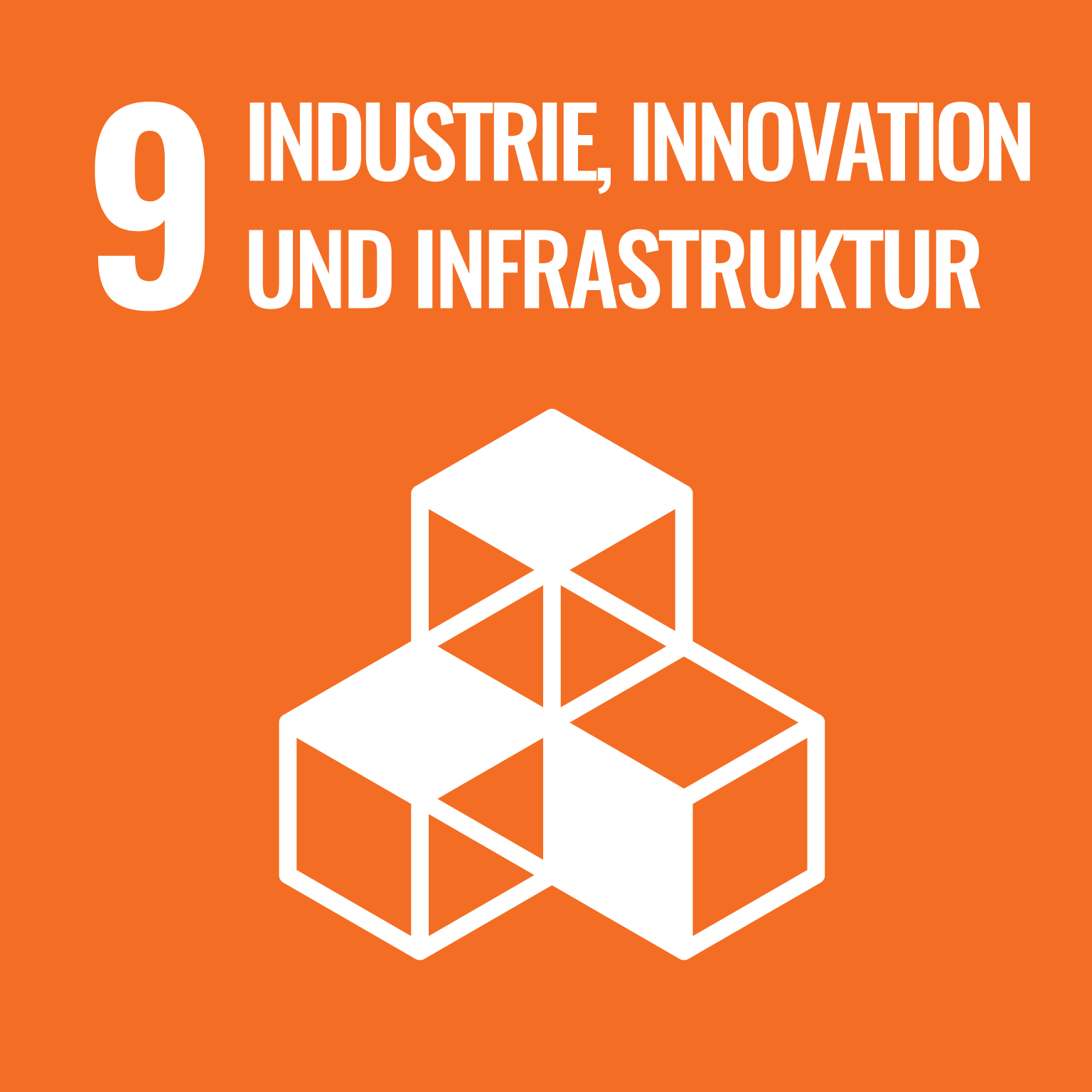 Die Grafik zeigt das Logo des SDGs 9, Industrie, Innovation und Infrastruktur.